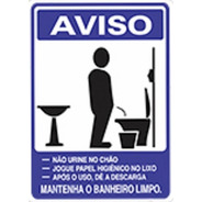 Placa De Pvc Aviso Mantenha O Banheiro Limpo Masculino