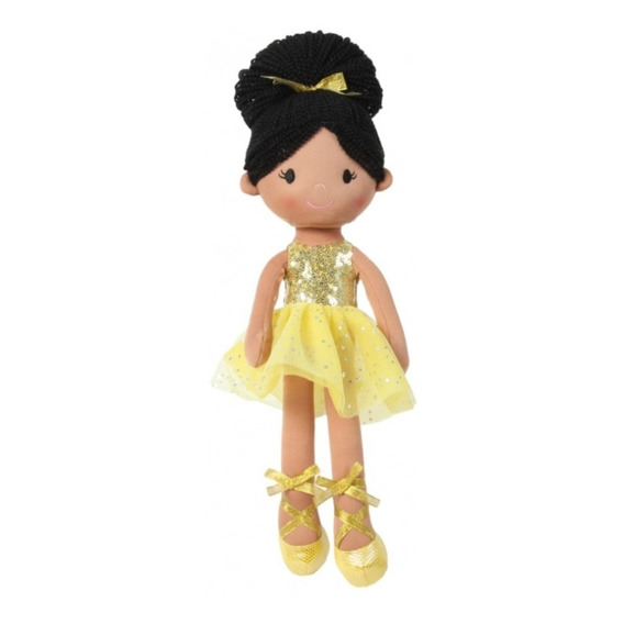 Hermosa Muñeca De Trapo Bailarina Niñas 40x10cm Amarillo