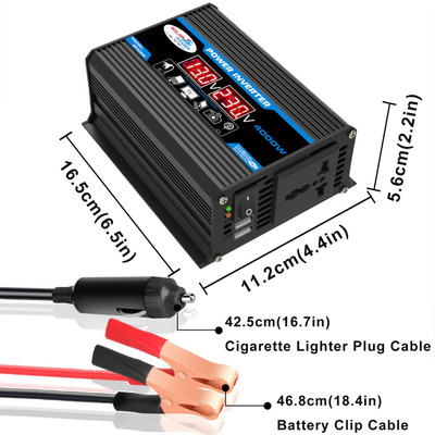 Inversor De Corriente Alterna Usb Wave Watt Clips De Batería