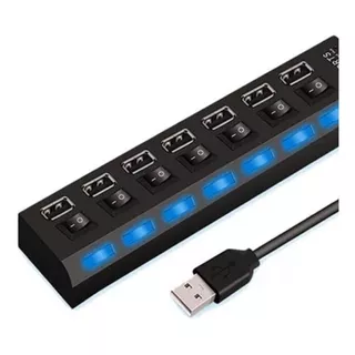 Adaptador Hub Usb 7 Portas 3.0 Preto Extensor High Speed Hd