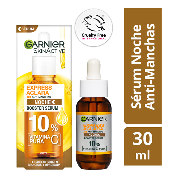 Serum noche Express Aclara Vitamina C Garnier Skin Active para todo tipo de piel de 30mL 30 mas años