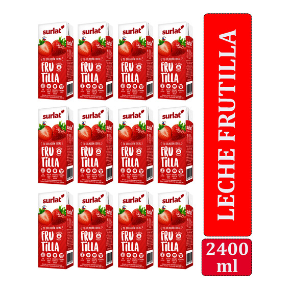 Leche Frutilla Surlat 200 Ml Pack 12 Unidades