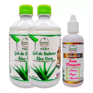 Óleo Rosa Mosqueta 55ml + Gel De Babosa Aloe Vera 1kg Puro