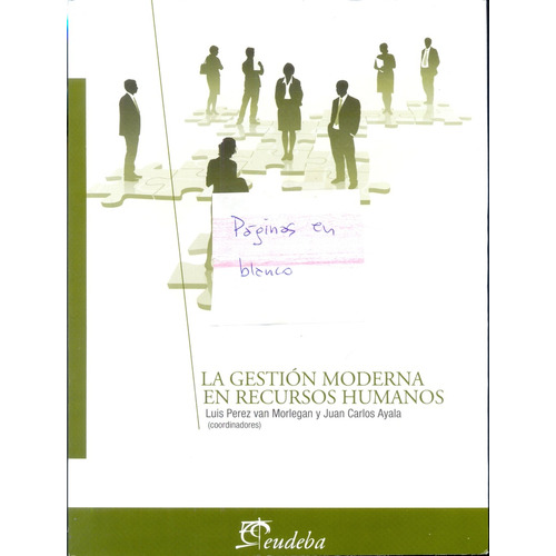 La Gestion Moderna En Recursos Humanos, De Perez Van Morlegan  Ayala. Serie N/a, Vol. Volumen Unico. Editorial Eudeba, Tapa Blanda, Edición 1 En Español, 2012