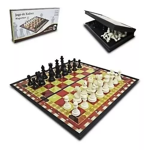 Tabuleiro Xadrez Dobrável Magnético 19x19cm - Art Game em Promoção