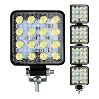 Kit 4 Farol Milha 16 Led 48w 12v/24v Quadrado Off-road 6000k