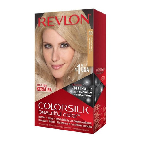 Kit Tintura Revlon  Colorsilk beautiful color™ tono 80 rubio claro cenizo para cabello