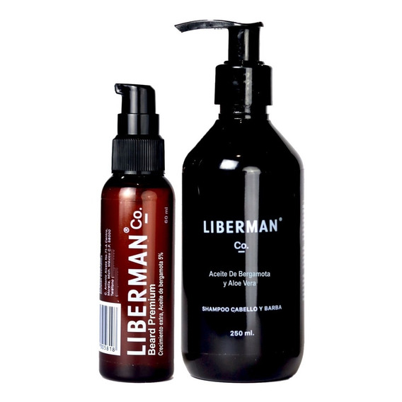 Kit Liberman Loción Beard Premium + Shampoo Bergamota Y Aloe