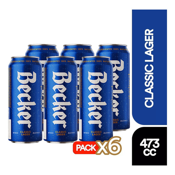 Pack 6 Cerveza Becker Lata De 473cc