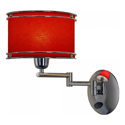 Aplique Brazo Móvil Cromo Con Tecla Deco Moderno Rojo