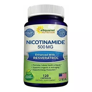 Nicotinamide 500mg + Resveratrol Asquared Nutrition Nmn 120u Sabor Sin Sabor / Neutro