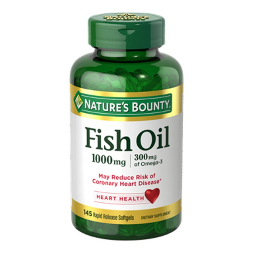 Suplemento en cápsulas Nature's Bounty  Fish Oil- omega 3 en pote 145 un