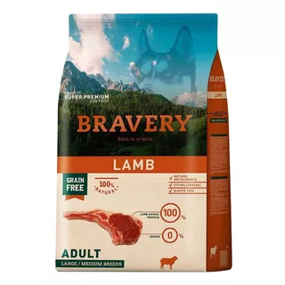 Alimento Bravery Super Premium Adult Dog Large/medium Breeds Para Perro Adulto De Raza Mediana Y Grande Sabor Cordero En Bolsa De 12kg