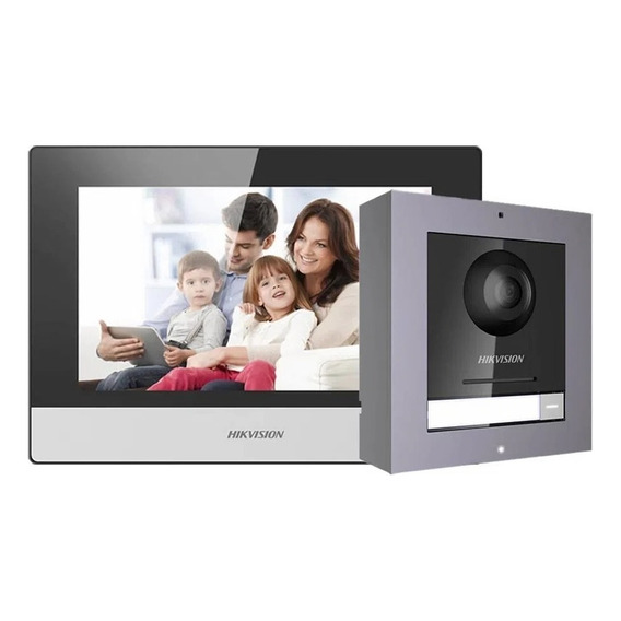 Hikvision Ds-kis602, Kit Videoportero Ip Frente + Monitor Color Plateado