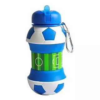 Botella Balon Plegable Para Agua Deporte Futbol Soccer Mls Color Azul