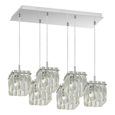 Colgante 6 Luces Capella Cristal Apto Led G9 Moderno Pal Cristal