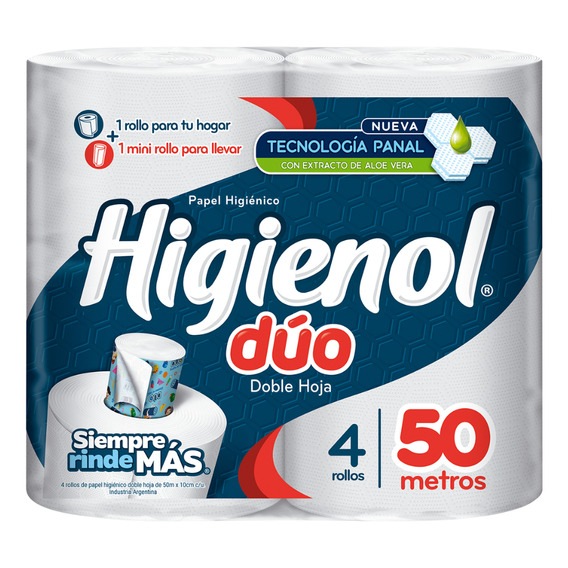 Papel Higienico Higienol Duo 50 Metros Paquete De 4 Unid. 