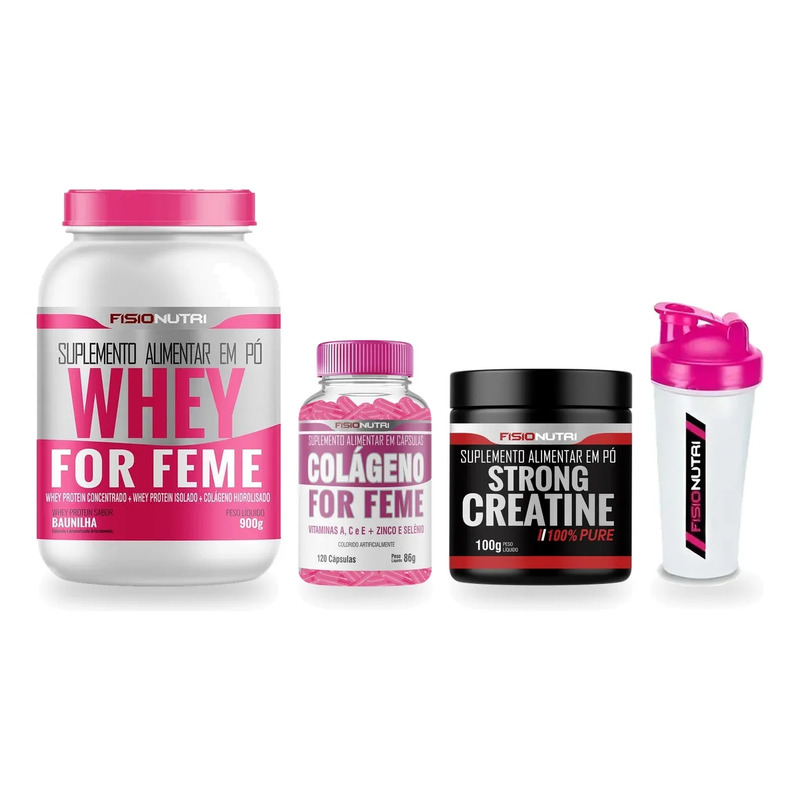 Combo Feminino 1 Whey + 1 Colágeno + 1 Creatina + Brinde
