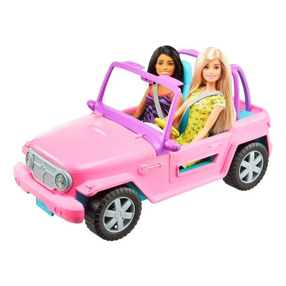 Barbie Jeep Rosa Con Amiga