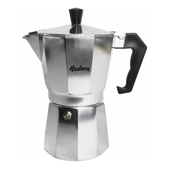 Cafetera Hudson Moka 6 Tazas manual italiana plateada