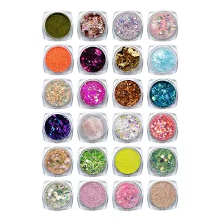 Kit 24 Enfeites Decorações De Unhas Glitter Encapsulamento Cor Multicolor