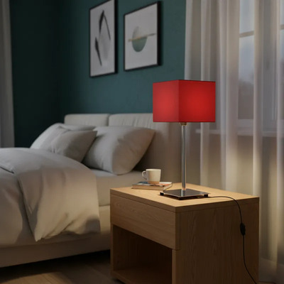 Velador Con Pie De Acero Platil Pantalla Cuadrada