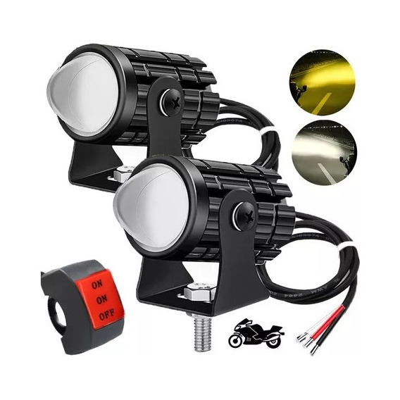 Faros Led Impermeables De Color Doble Para Auto, Motocicleta