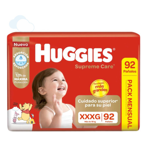 Pañales Huggies Supreme Care Pack Mensual Xxg X 96 Género Sin Género Tamaño Extra Extra Grande (xxg)
