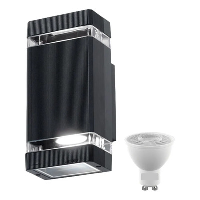 Aplique Exterior Toledo Bidreccional 2xgu10 Calida Negro Negro