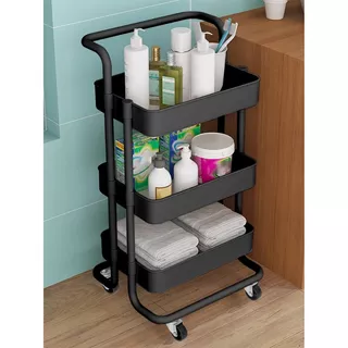 Carro Organizador Mueble Estante De Almacenamiento 3 Nivele Color Negro