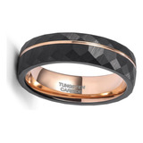 Elegante Anillo De Tungsteno Facetado Unisex Promesa A108