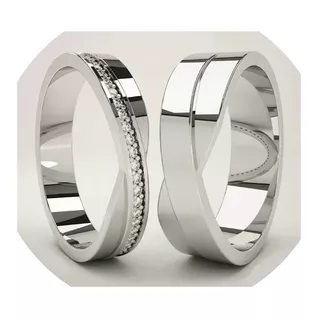 Anillos Boda En Plata Sterling Con Chapa De Oro Y Rodio Par