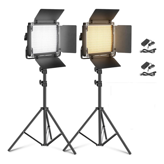 Neewer 2 Pack Bicolor 660 Led Video Luz Y Soporte Kit