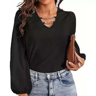 Blusa Para Dama De Moda Casual Camisa Sexy Con Cuello En V