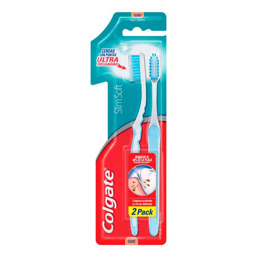 Cepillo de dientes Colgate Slim Soft Compact Head suave pack x 2 unidades