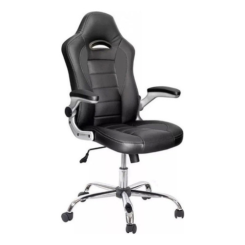 Silla De Escritorio Oficina Daza Wnp003blk Gerencial Ergonomica Negra Con Tapizado De Cuero Sintetico Apoyabrazos Rebatible