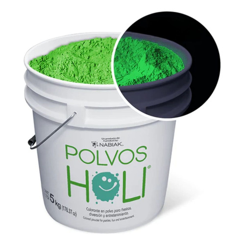 Cubeta Polvo Holi 5kg Colores Neon Glow Carreras Evento 1pz Color Verde