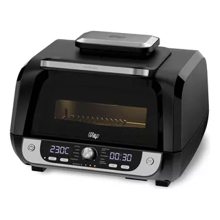 Fritadeira Elétrica Sem Óleo Churrasqueira Air Fryer 10l 1800w Wap Airfry Barbecue Digital 12 Em 1, Mesa E Parede, Sem Fumaça, Duplo Revestimento Antiaderente Graystone, Painel Digital, 10 Litros 127v