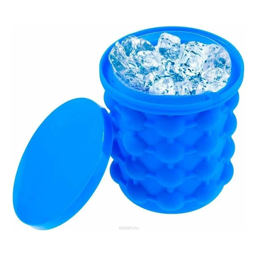 Hielera Conservar Cubos Hielo Botellas Flexible Silicona Color Azul