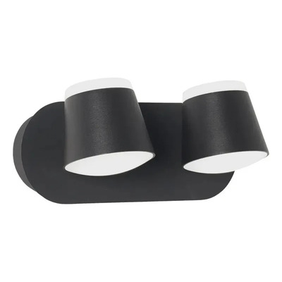 Aplique 2 Luces Led Negro Oval L0212on Moderno 18w Mks Negro
