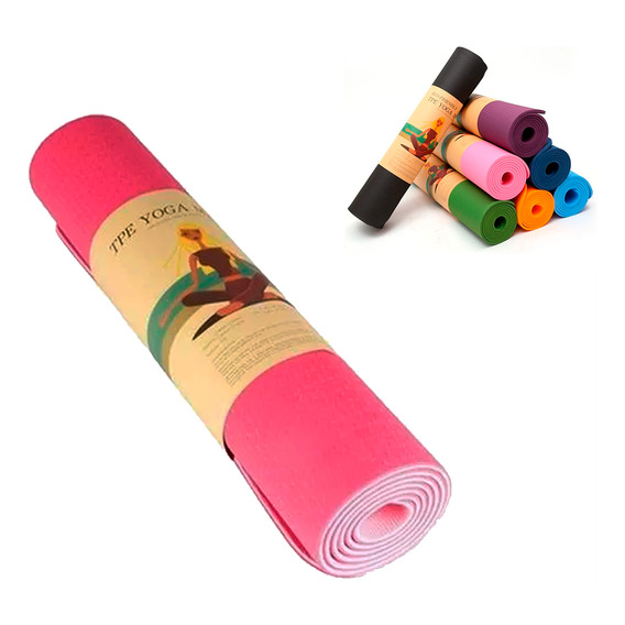 Mat De Yoga Tpe 183 X 60cm Grosor 6mm Antideslizante Rosa