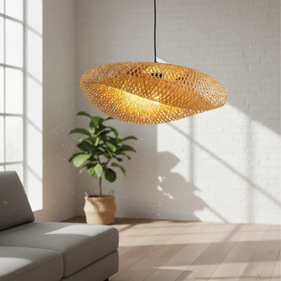 Colgante De Bambú 1×e27 50×35×15cm Mks - Natural