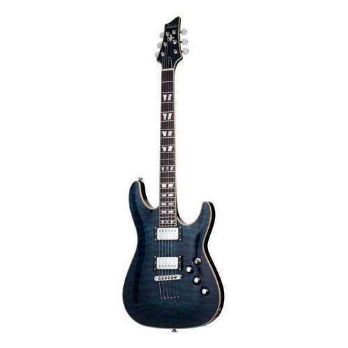 Guitarra eléctrica Schecter C-1 Custom de arce/caoba see-thru blue con diapasón de ébano