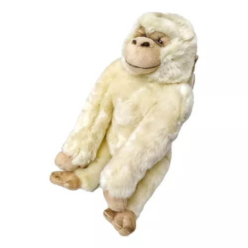 Gorila Macaco Branco Albino De Pelúcia 35 Cm Lavável