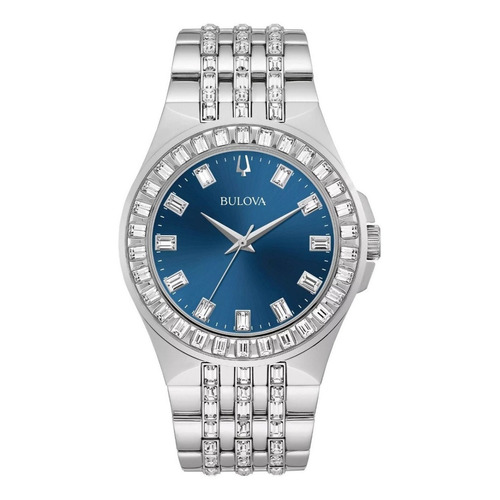 Reloj Bulova Phantom Con Cristales Original Unisex E-watch Color de la correa Plateado Color del fondo Azul