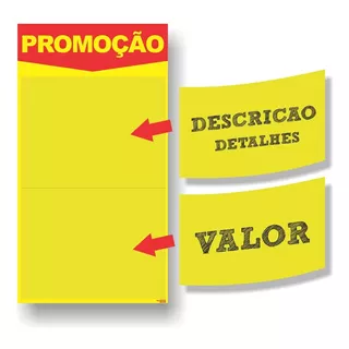 Cartaz Promocao Reutilizavel Visor Preco Amarelo 90x50cm 