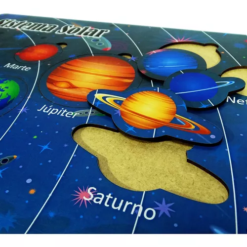 Jogo Encaixe Descobrindo o Sistema Solar - 8 peças com pinos