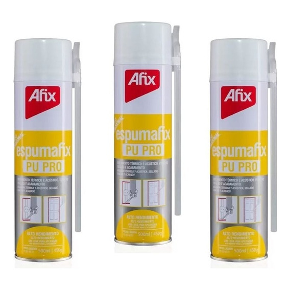 Espuma De Poliuretano Expandida Afix 500 Ml X 3 Unidades 