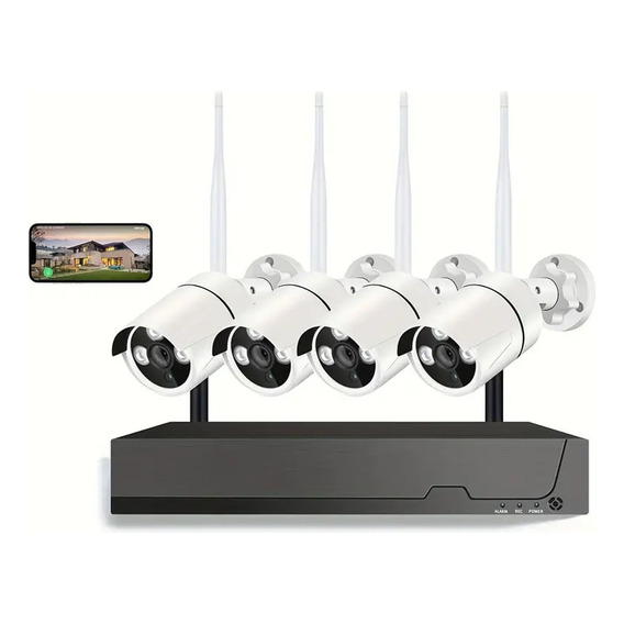 Pack Seguridad 4 Camaras Inalambrico 720p Wifi Cctv P2p Nvr 