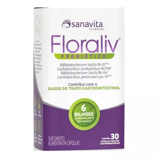 Floraliv Probiótico Sanavita - 30 Caps Sabor Without Flavor